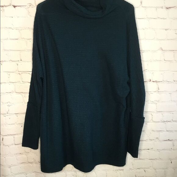 We The Free TEAL GREEN tee Waffle Thermal Knit Long Sleeve Stretch Top‎ - Picture 8 of 8